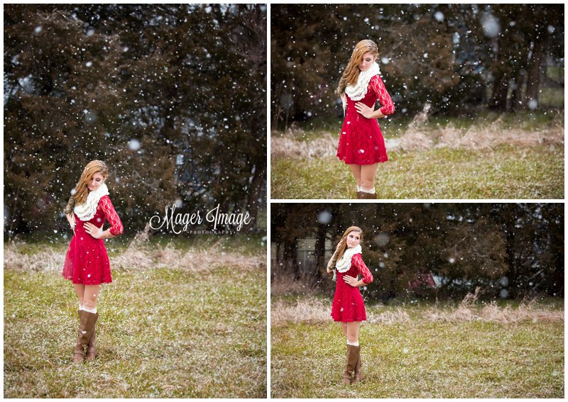 girl in red dress brown boots