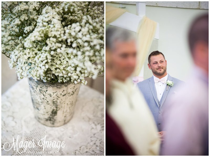 baby's breath grooms first look