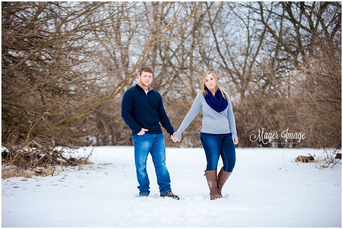winter engagement session navy and grey