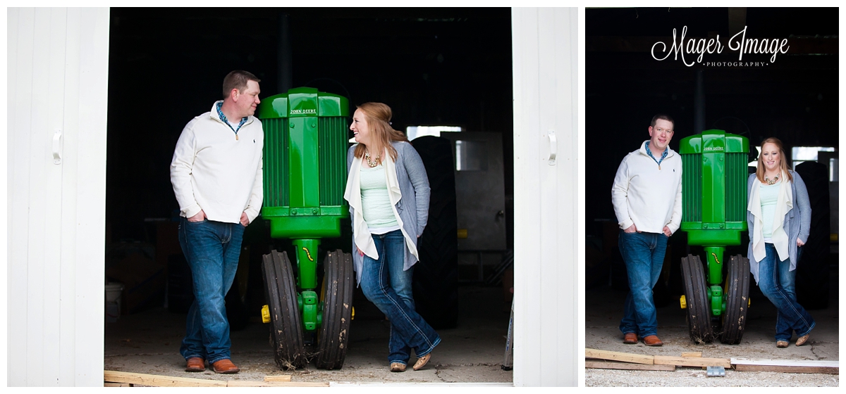 engagement photos with tractor