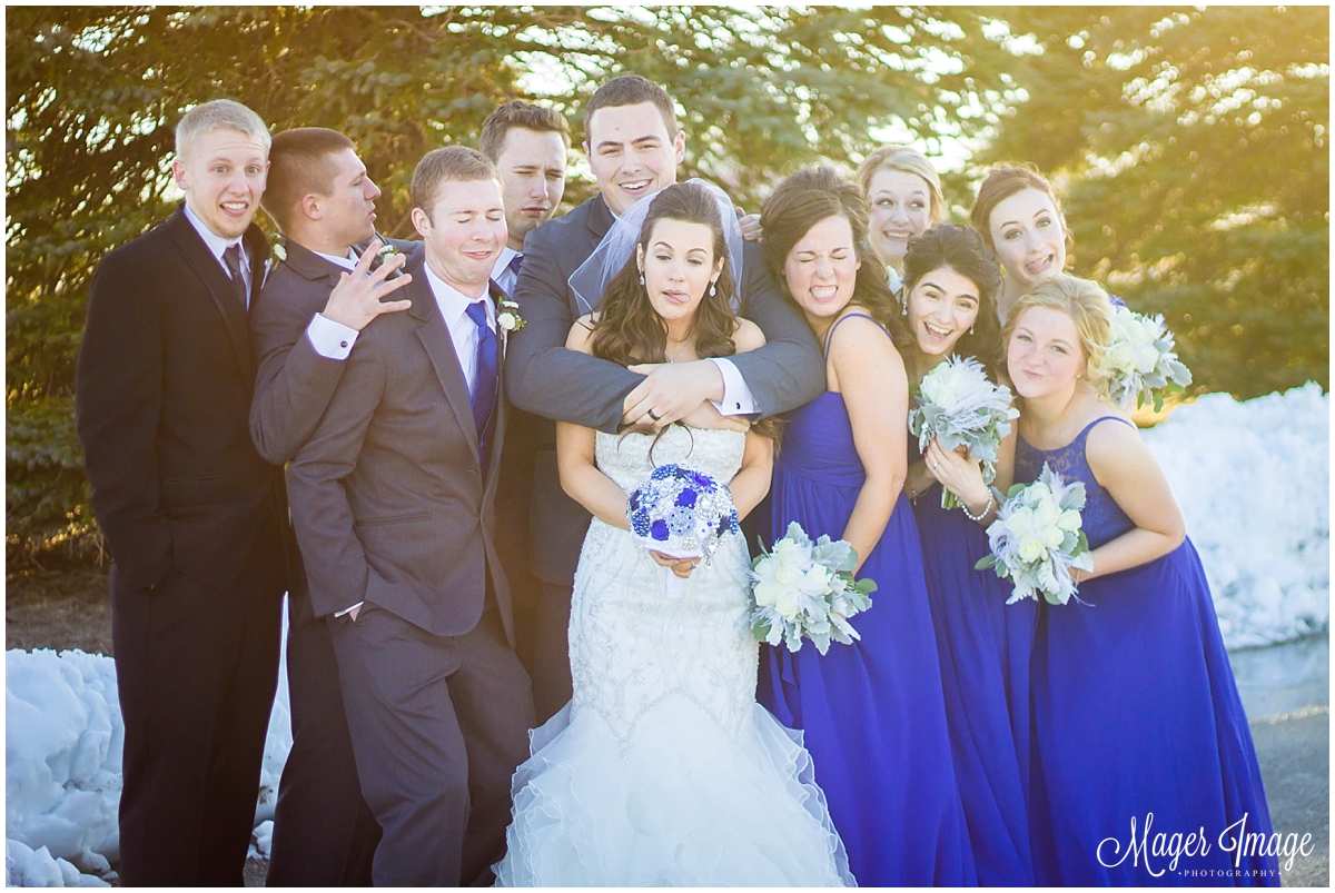 bridal party being goofy