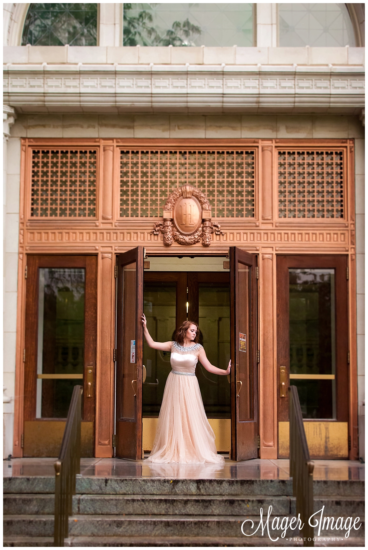 ballgown and gorgeous architecture with copper
