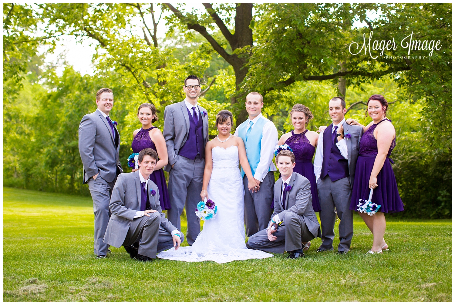 full bridal party grey suits