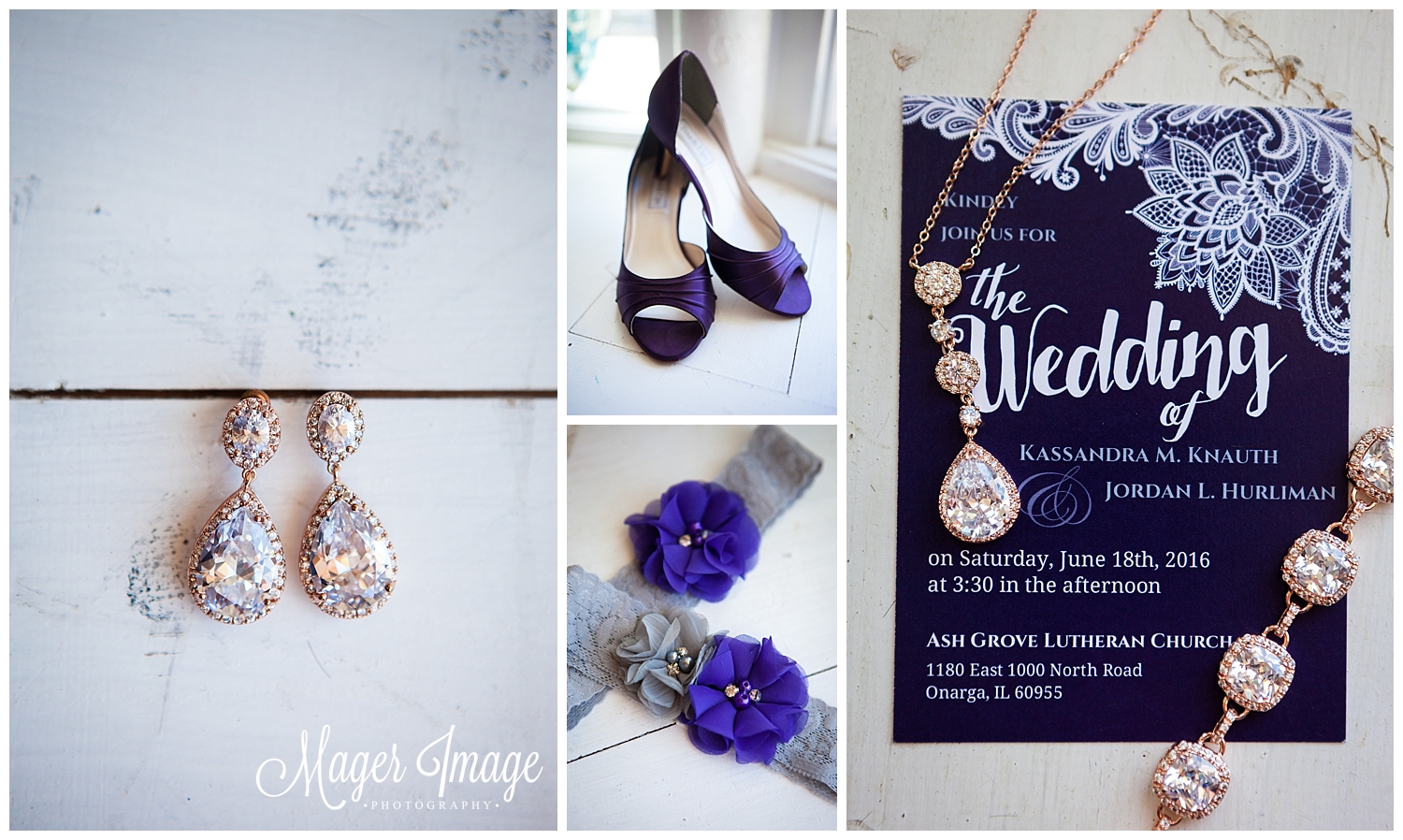 purple bridal details earrings invitation shoes necklace garter