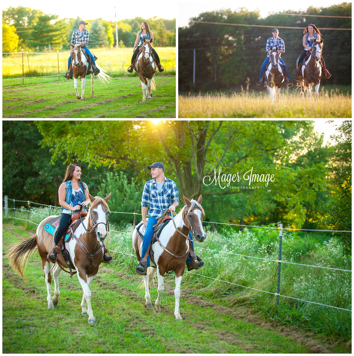 couple on horses riding