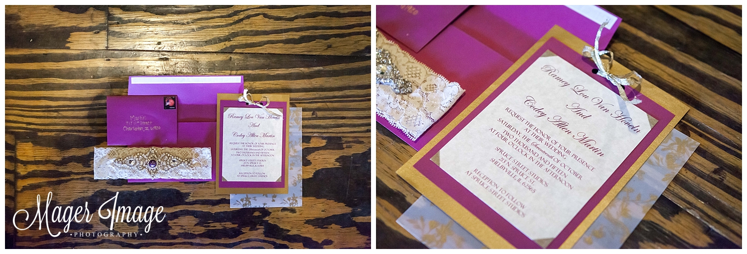 purple and gold invitation sui