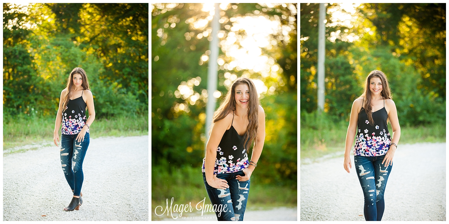 country senior session in blue jeans