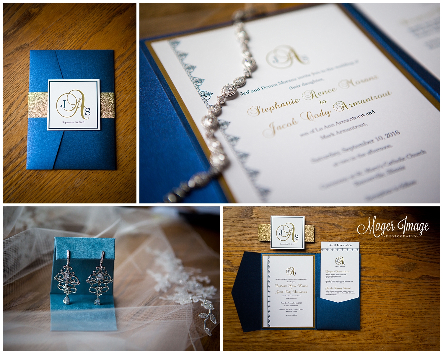 navy gold pink invitation suite