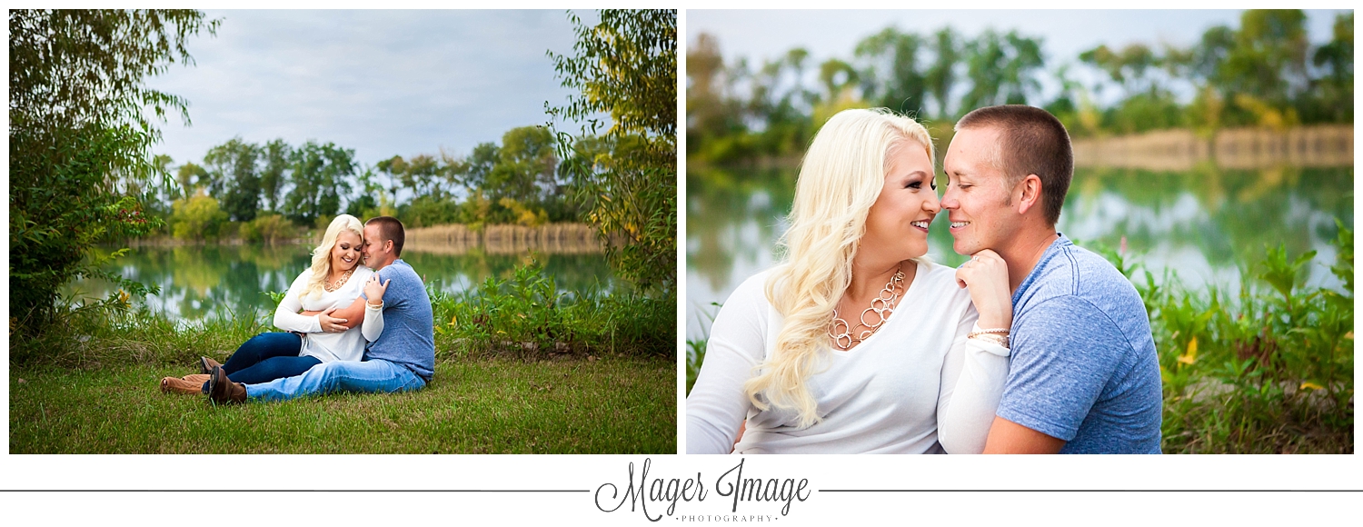 pond water engagement session