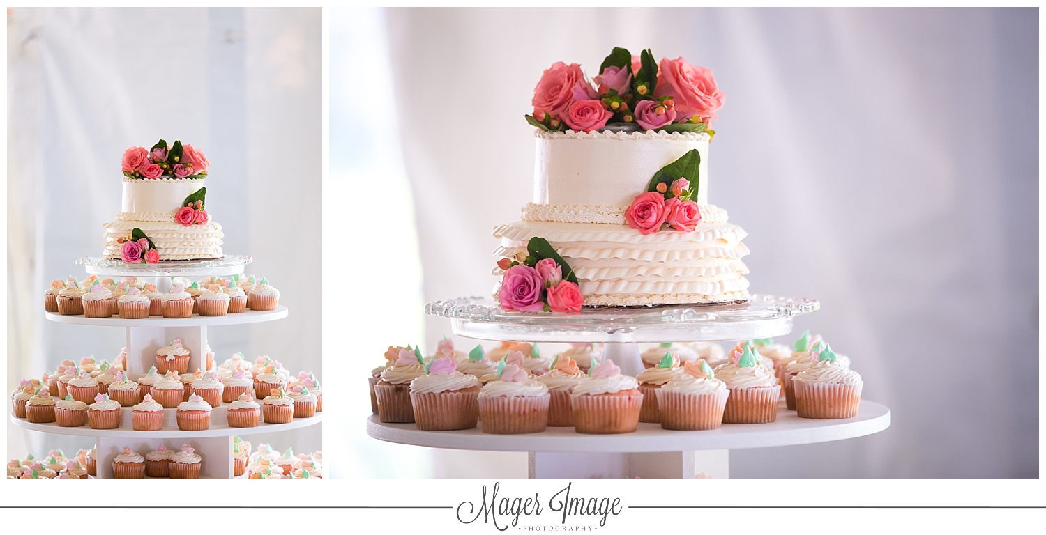 natural simple floral wedding cake on cupcakes