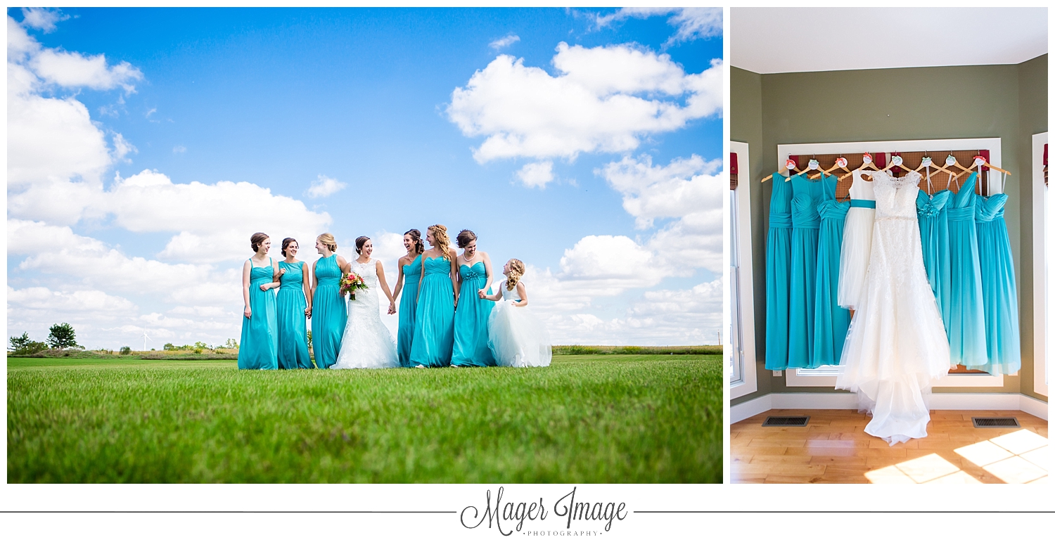 blue teal long bridesmaids dresses