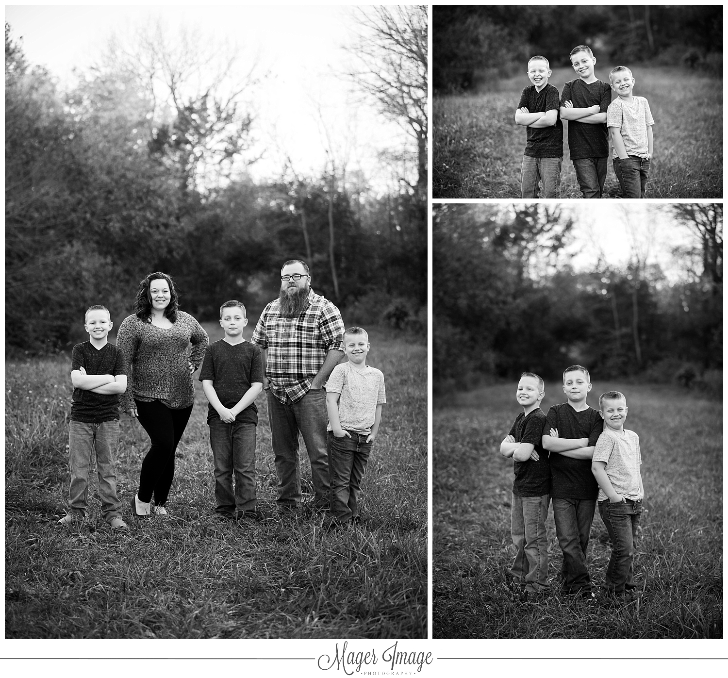 black and white family photos family of five