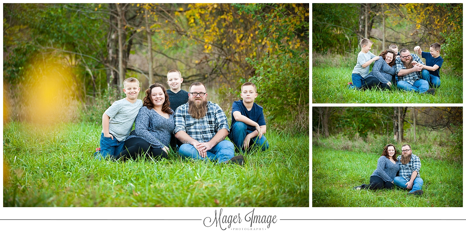 family five three kids marriage blue grey fall paxton family session mager image photography