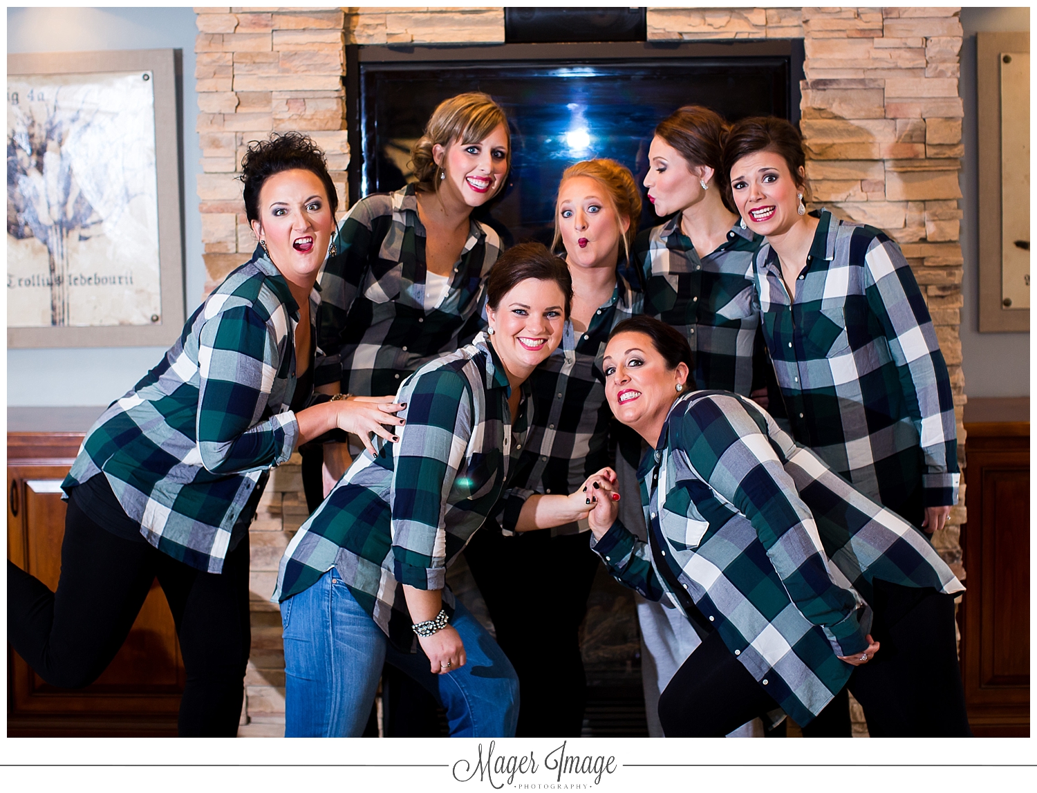 bridesmaids matching flannel shirts