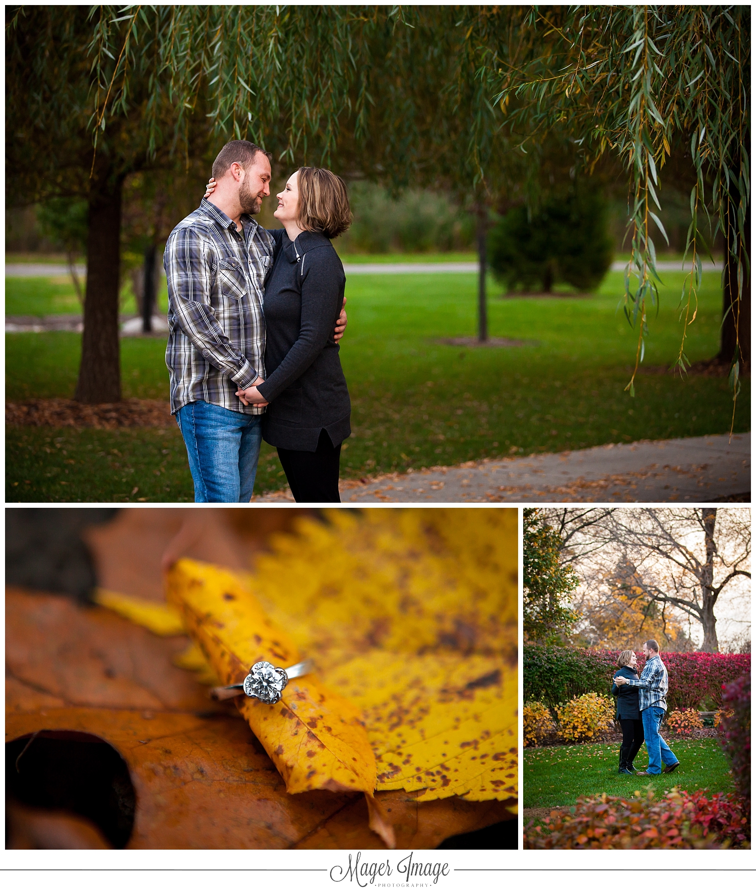 ring bling fall leaves macro canon shooter engagement session fall colors
