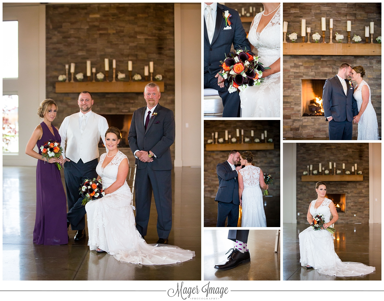 fireplace grey purple wedding idea champaign illinois
