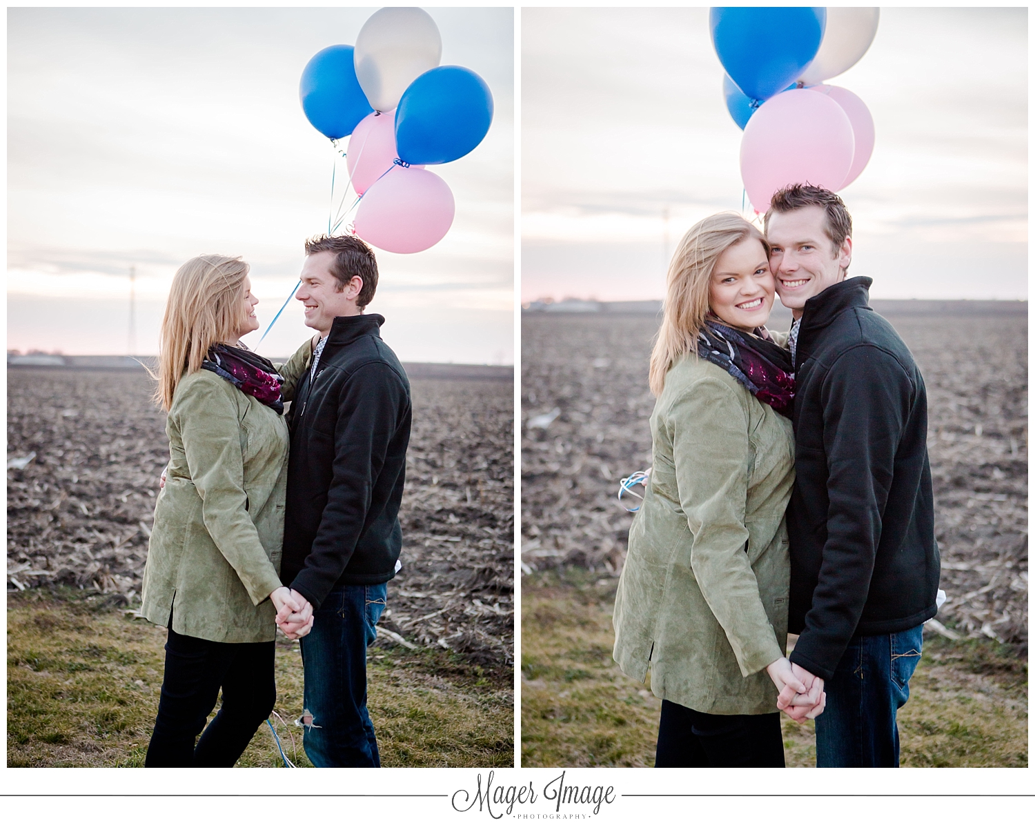 balloons pink blue unisex baby announcement photographer we're pregnant