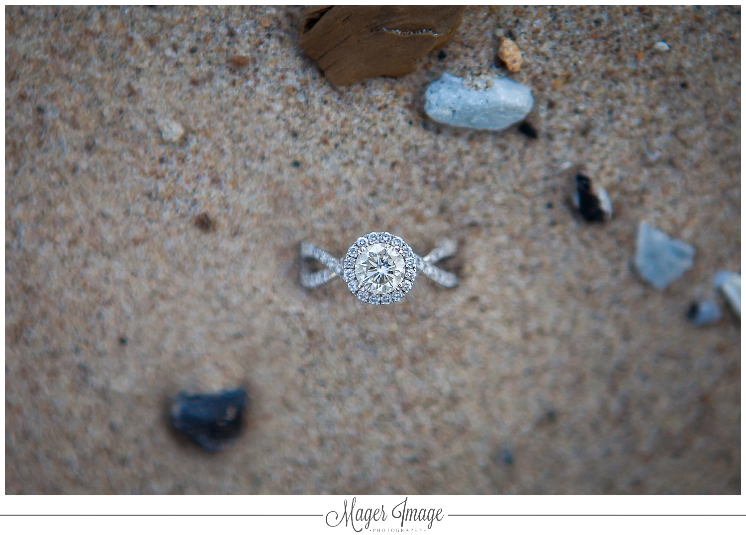ring shot sand beach diamond