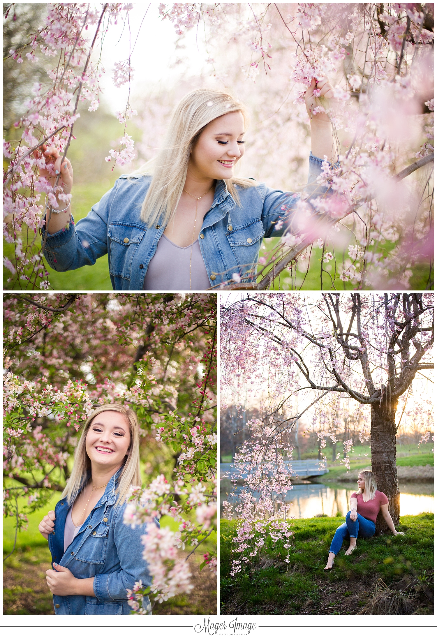 girl flowers outdoors pink jean jacket