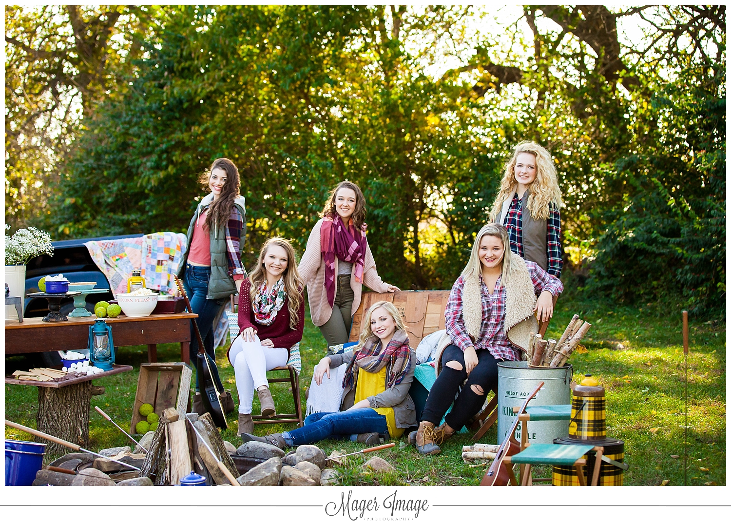 girls themed shoot outdoors camping