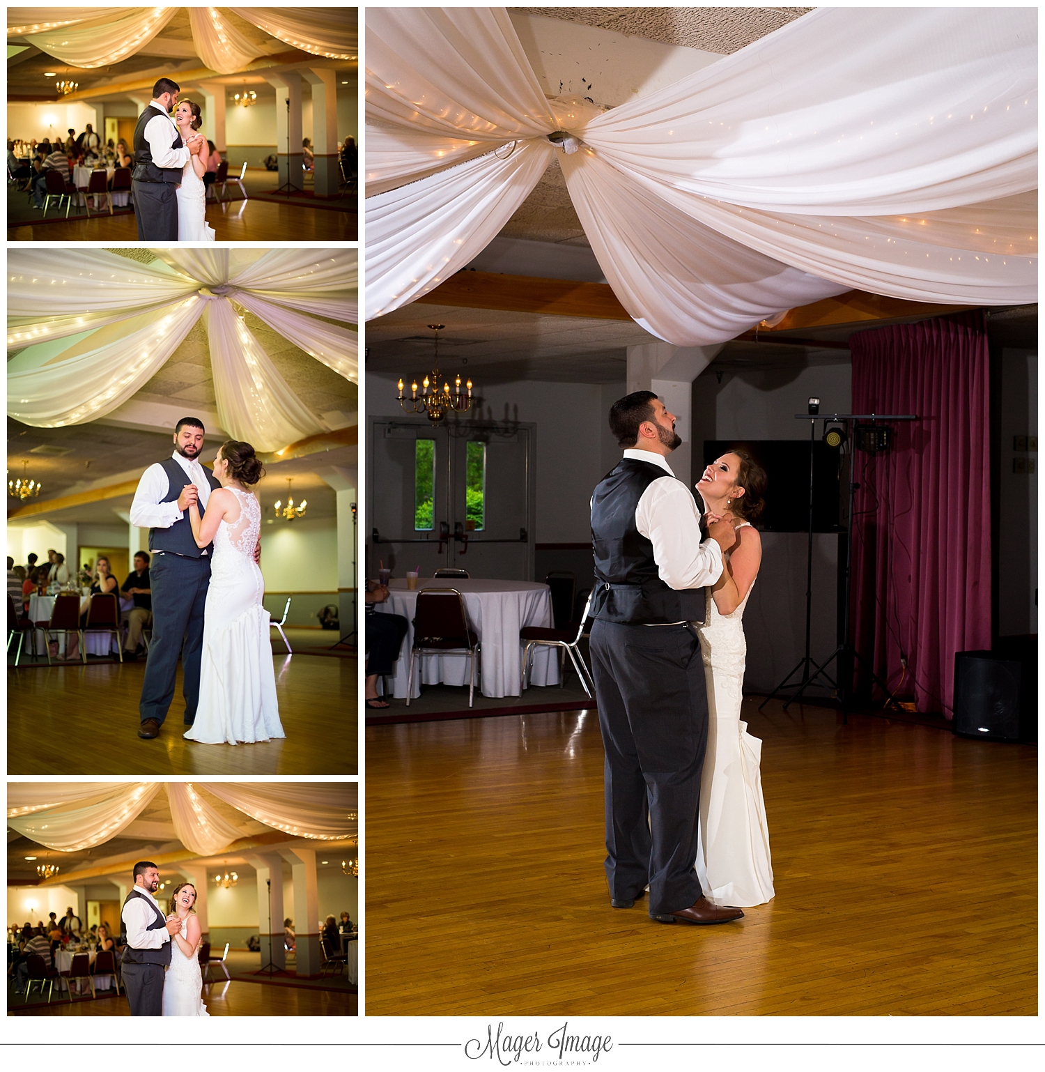 bride groom reception drapes 