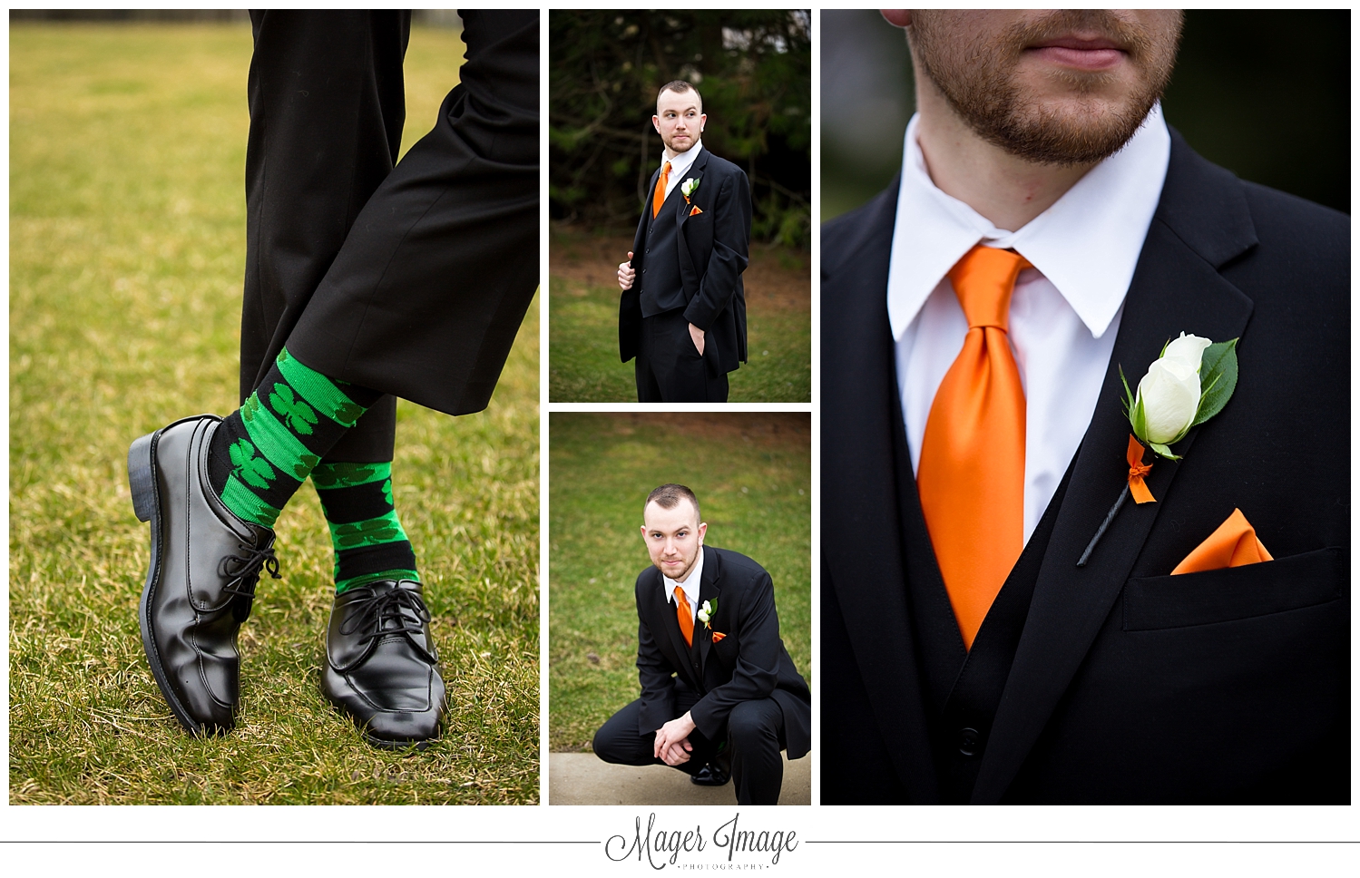 groom socks clovers shamrocks orange green irish
