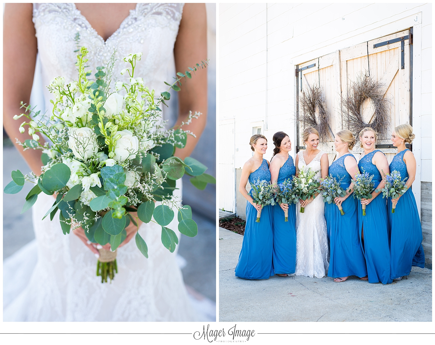 eucalyptus floral bouquet dusty blue country wedding