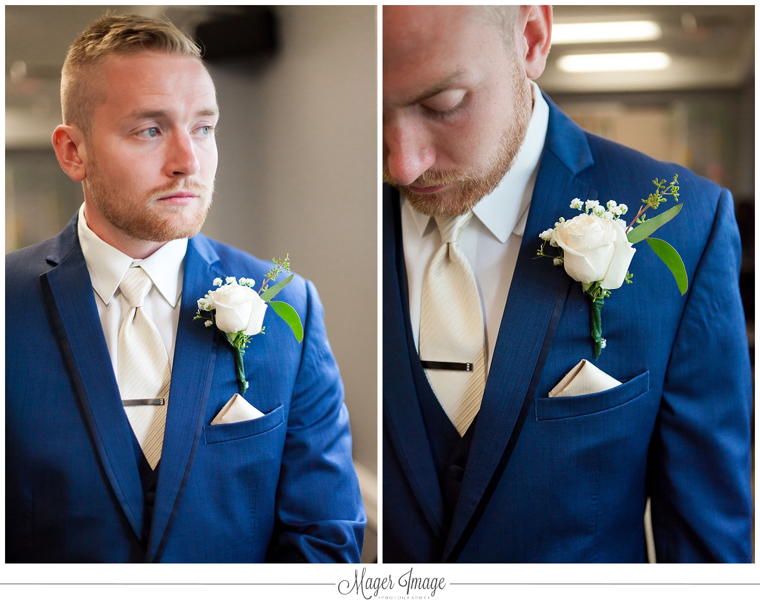 groom prepped ready boutonniere flowers