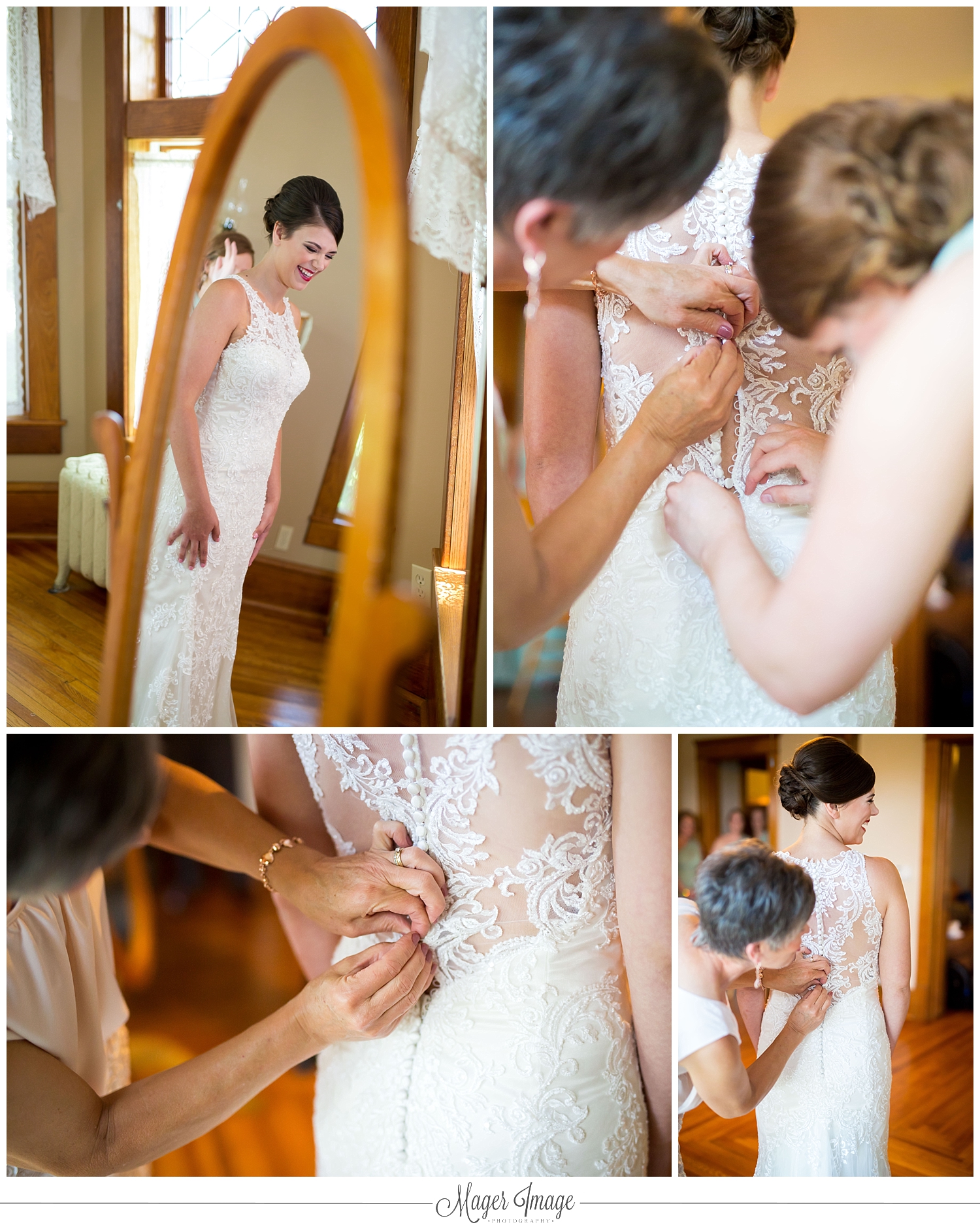 bride mirror button lace