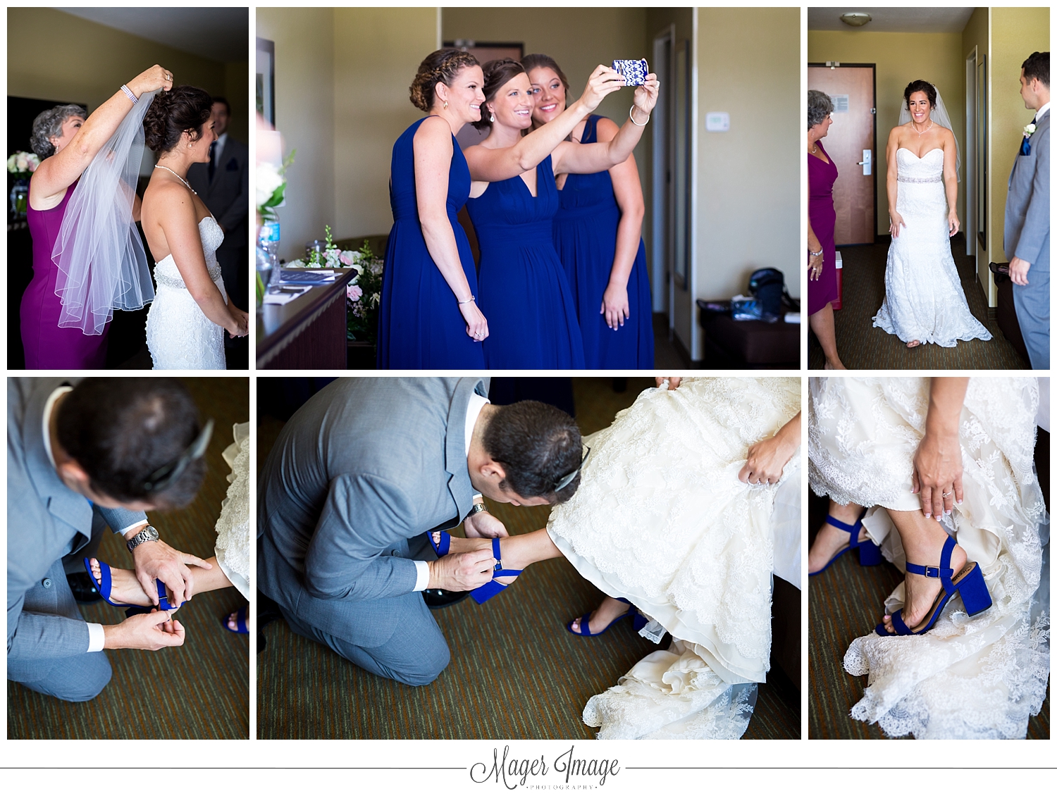blue shoes bridesmaids veil selfie man of honor