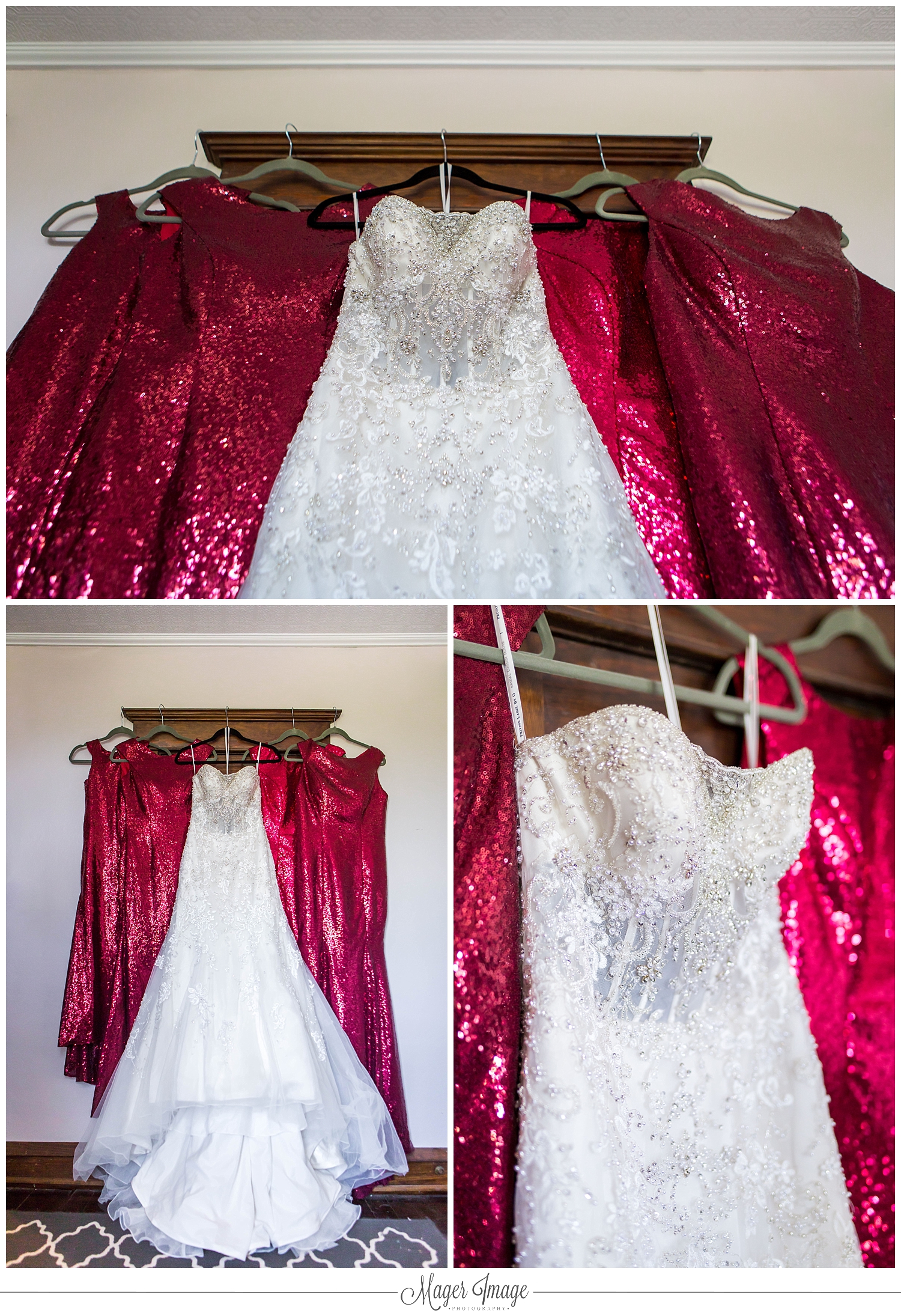 dress bridal bridesmaids sequins lace white red