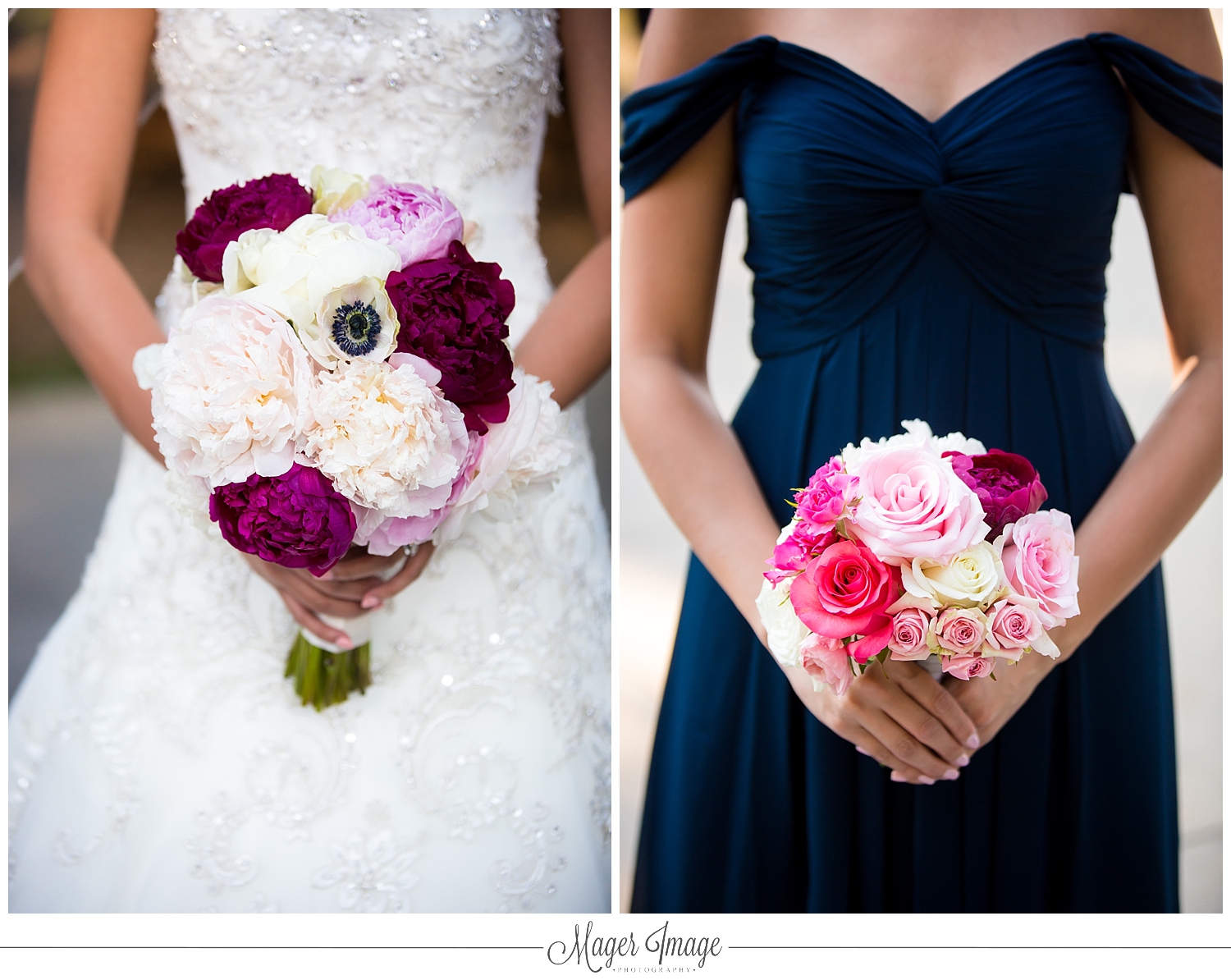 pink navy wedding bridesmaids florals