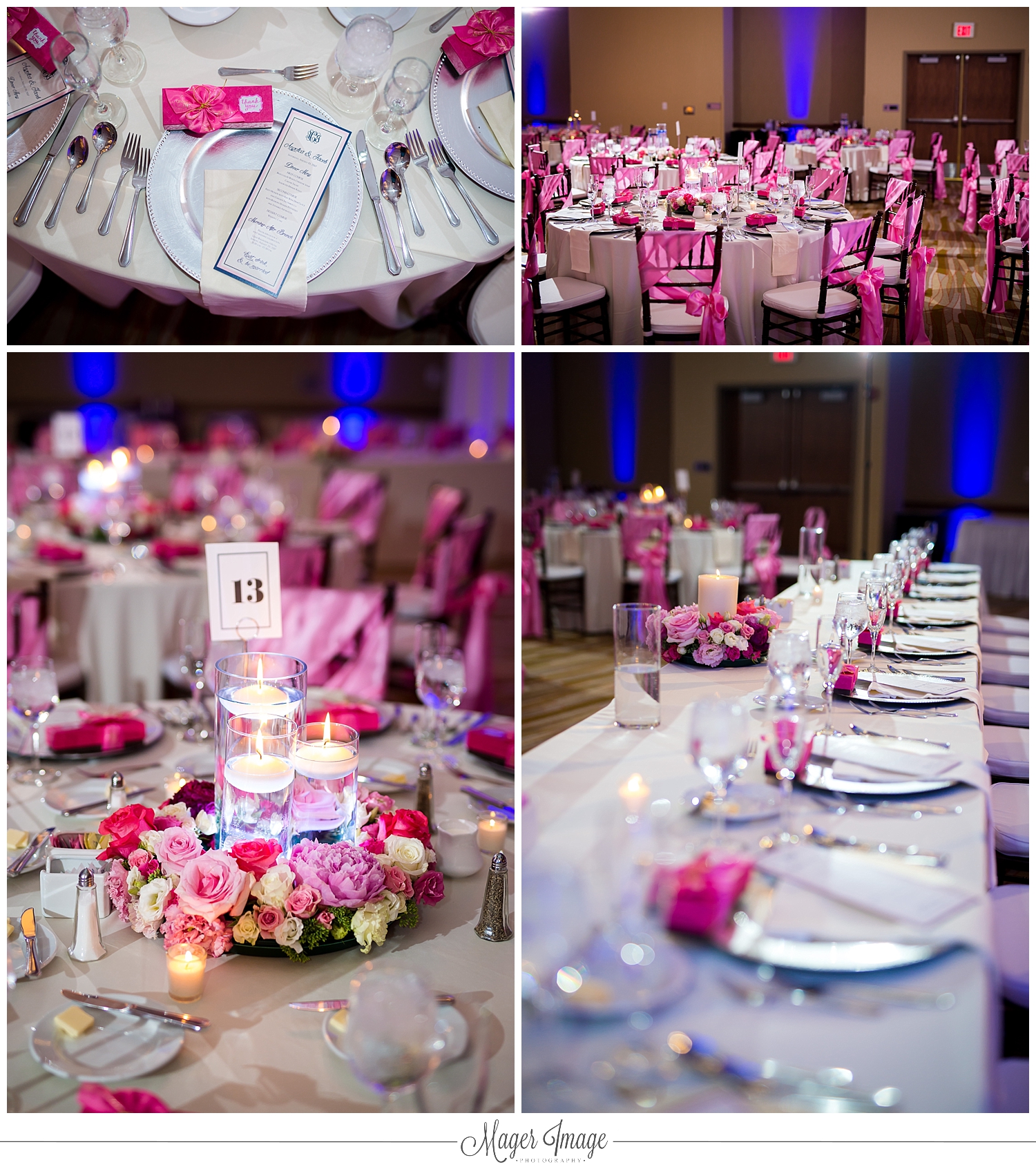 head table place settings pink
