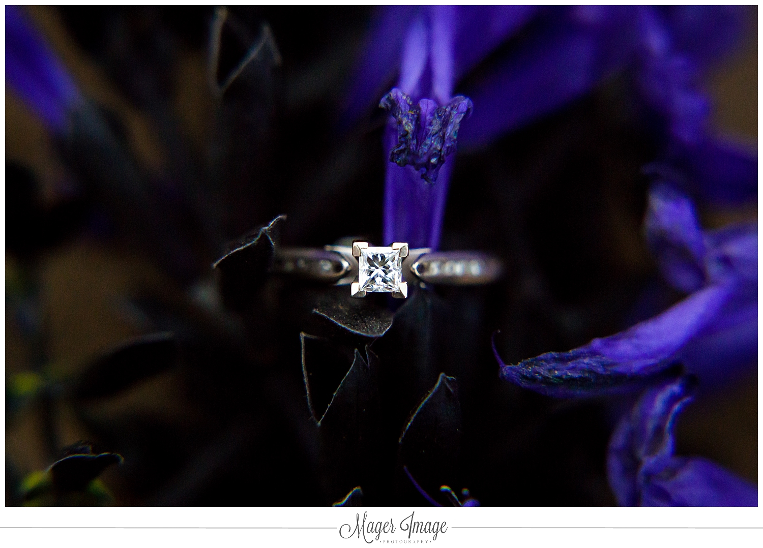 engagement ring purple flowers