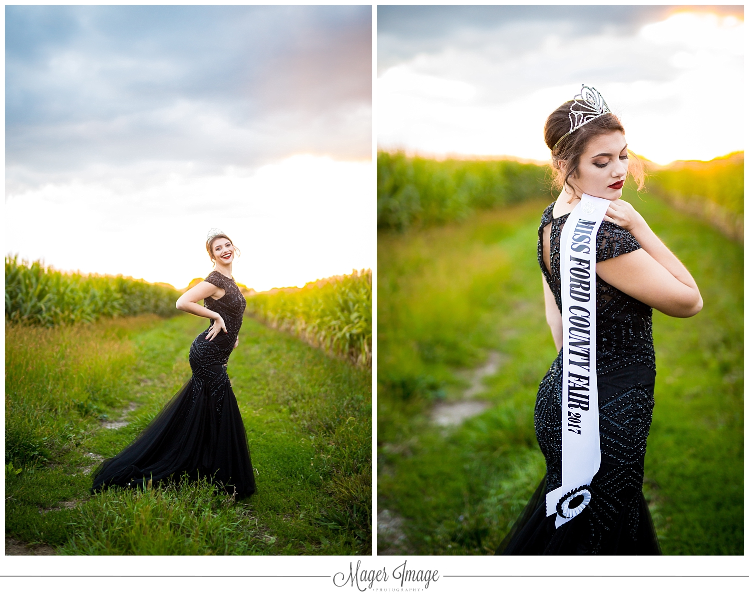 field sunset black dress crown