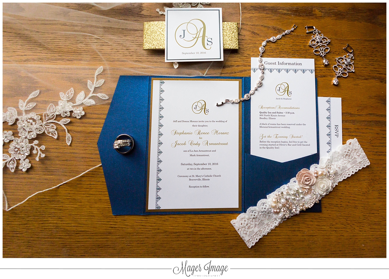 blue gold navy invitations wedding