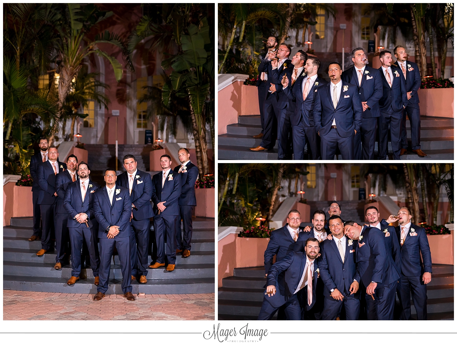 groomsmen dramatic night photos don cesar group