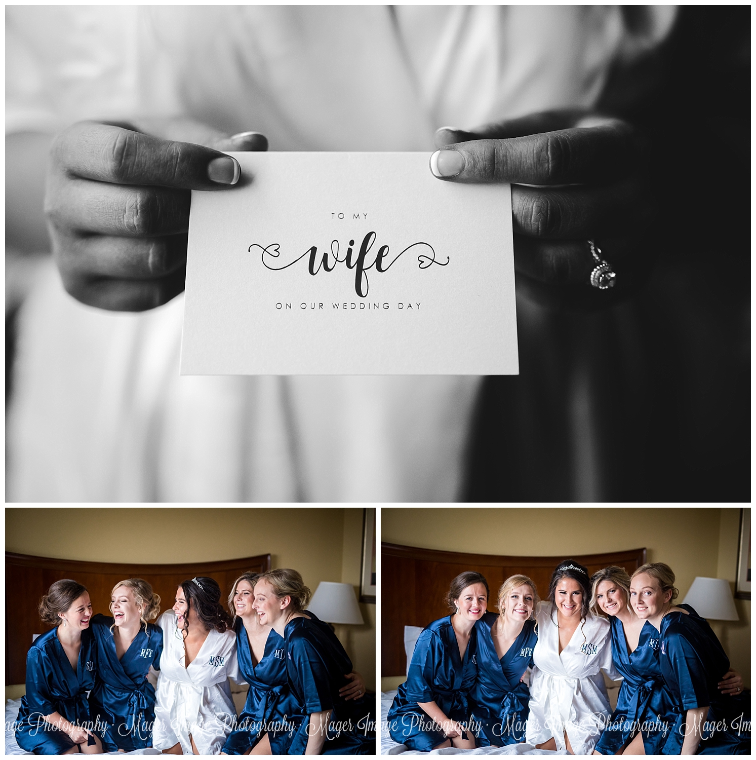 letter bridesmaids robes hotel champagin
