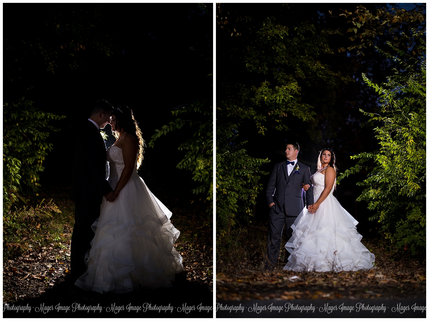 professional light wedding photos nighttime