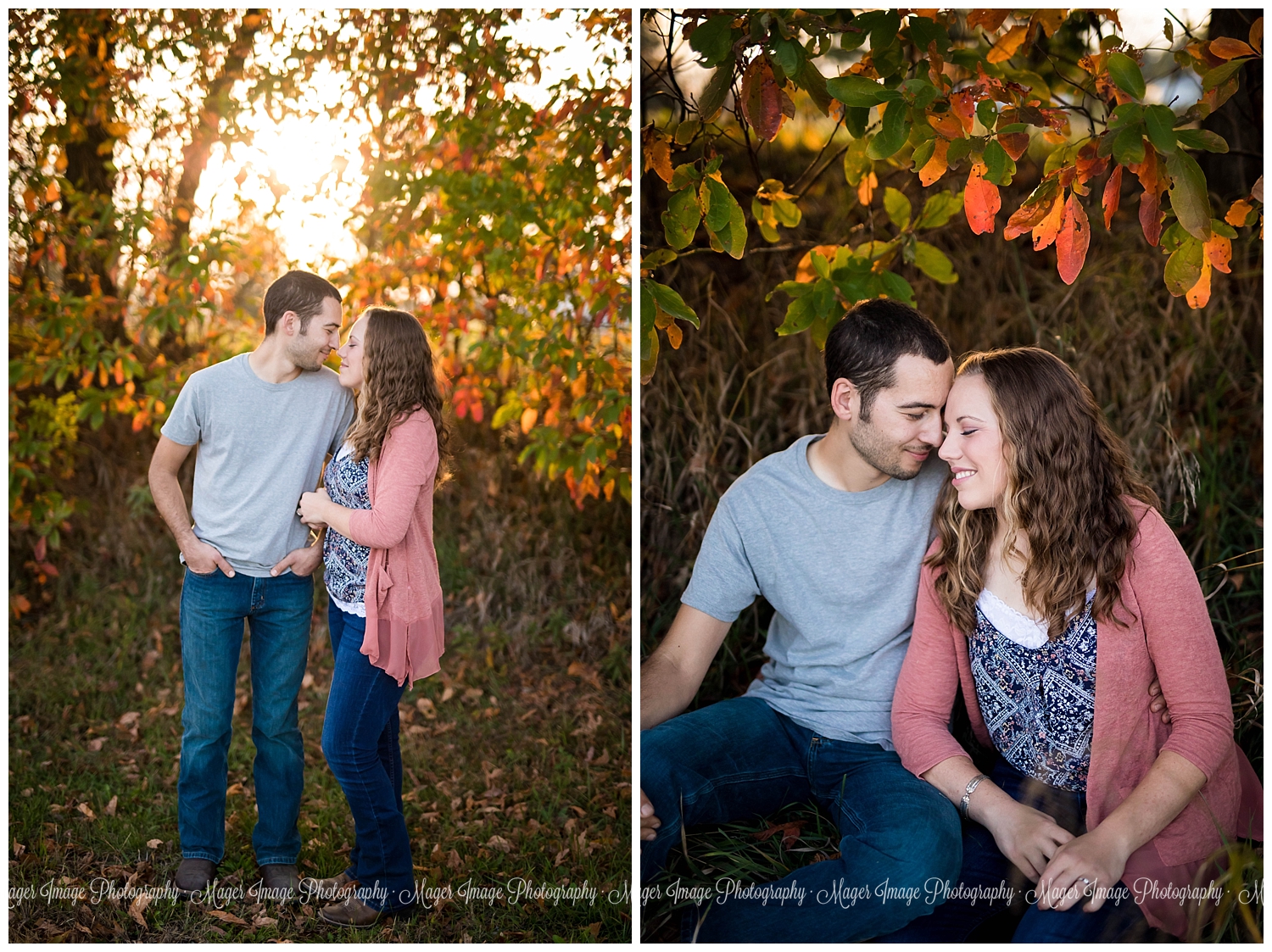 fall colors orange engagement sessions