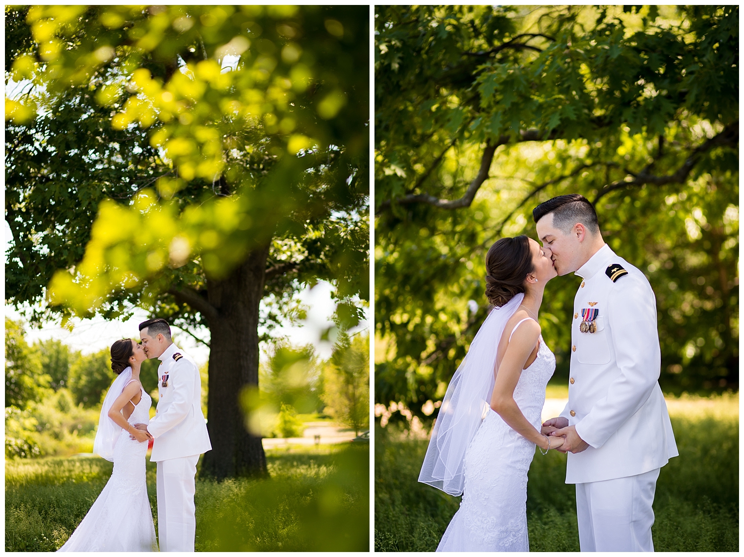 kissing illinois wedding photographer military
