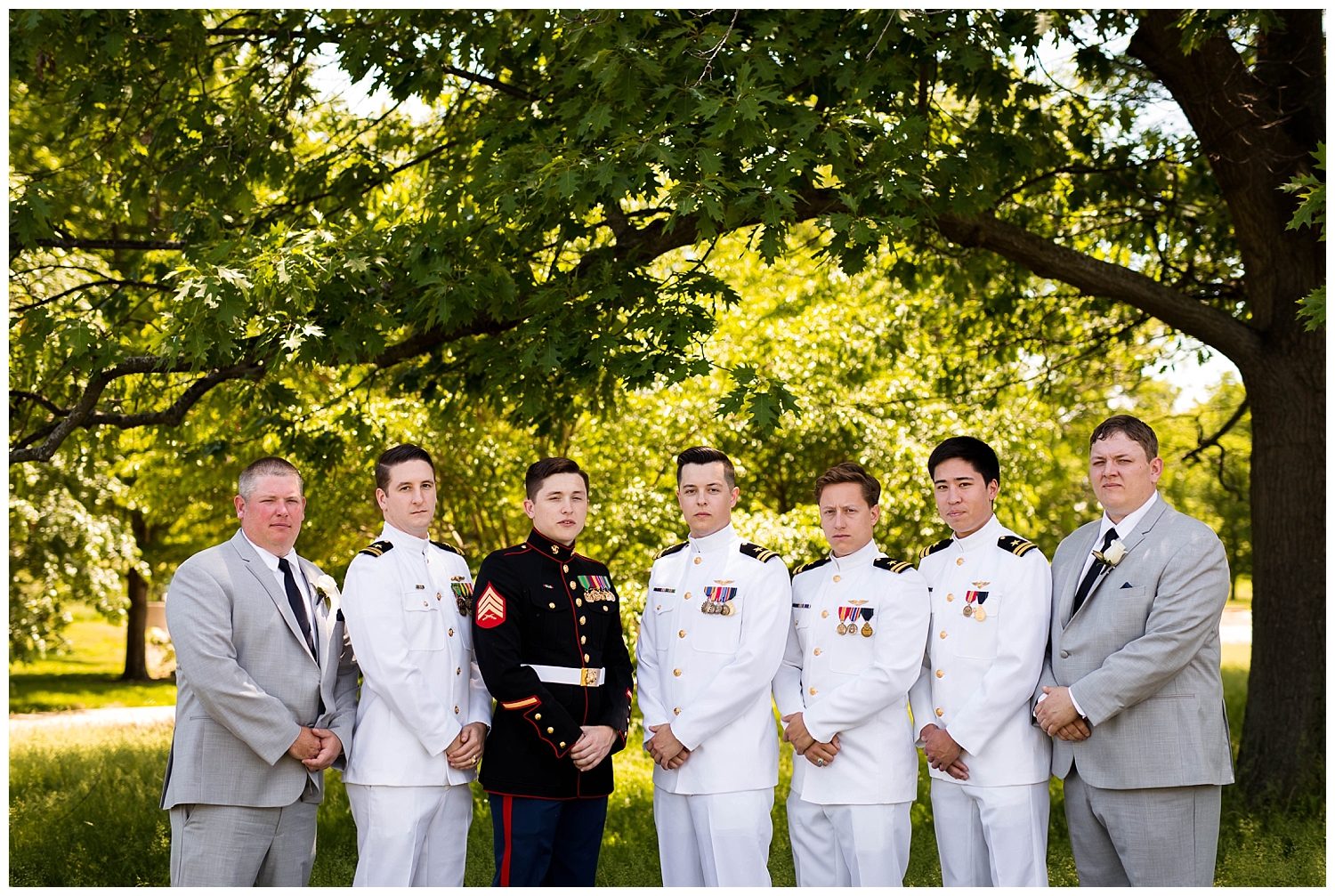 bridal party men marine navy armed forces wedding