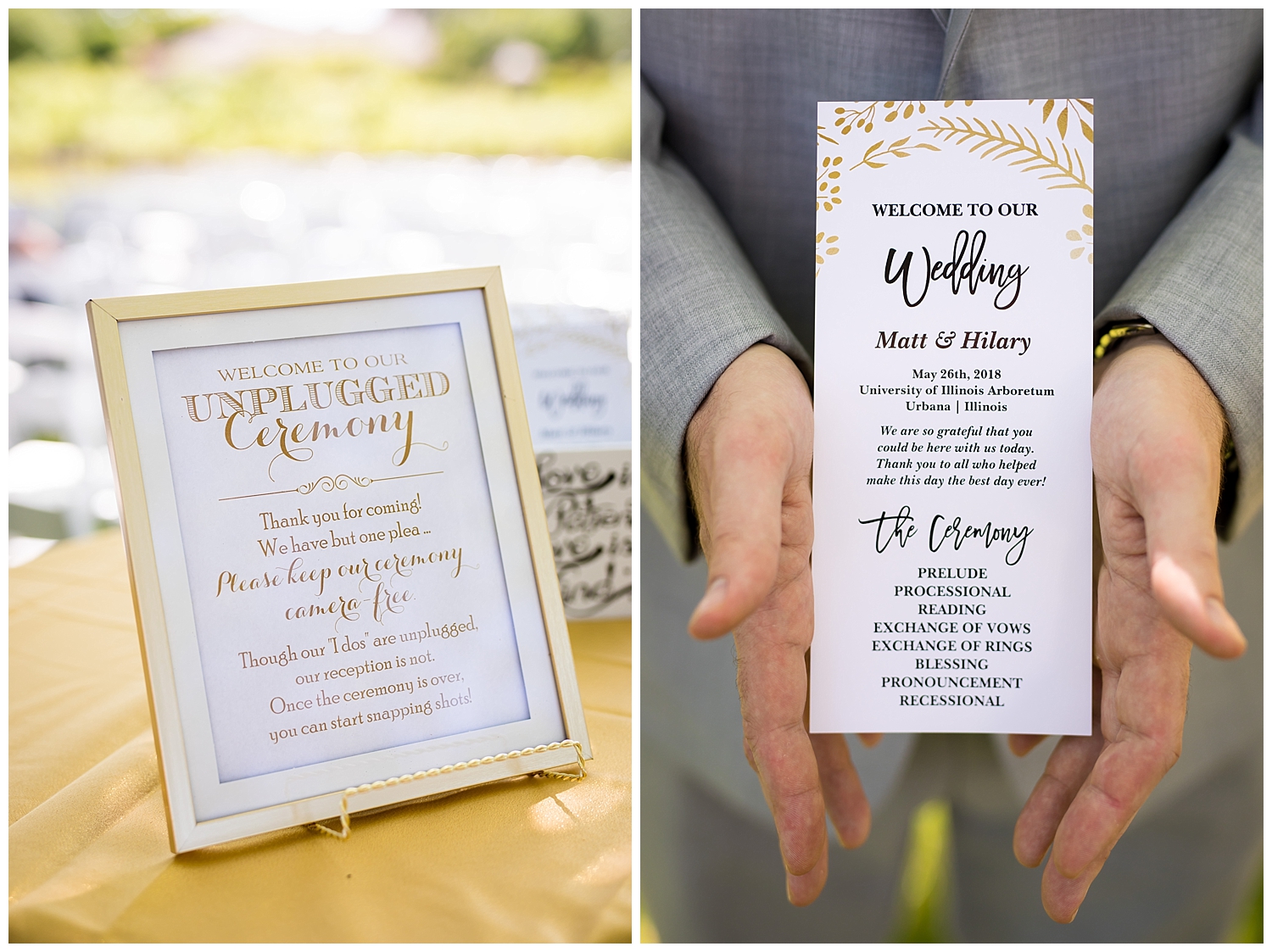 outdoor unplugged wedding saying sign