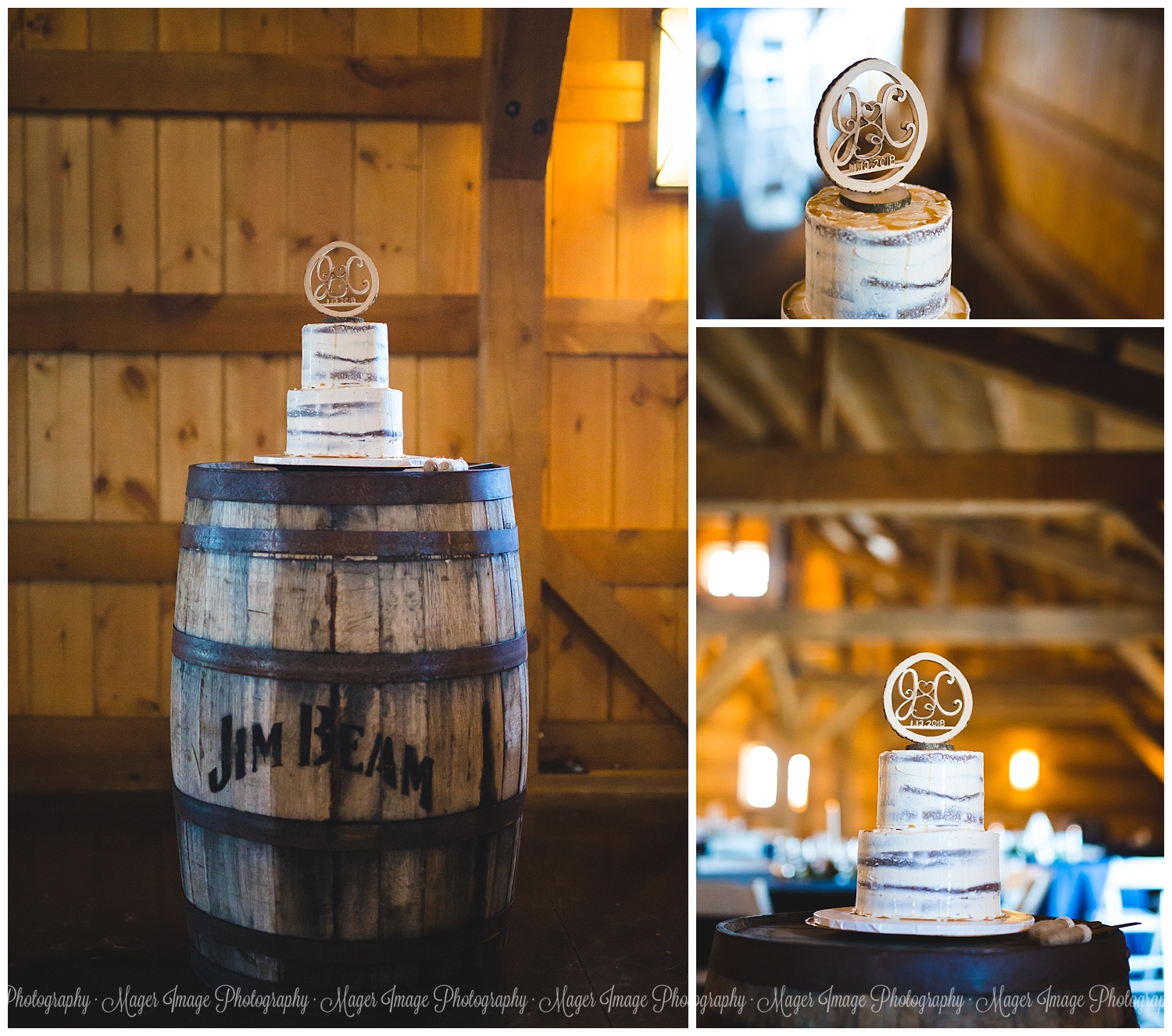 rustic wedding cake whiskey barrel