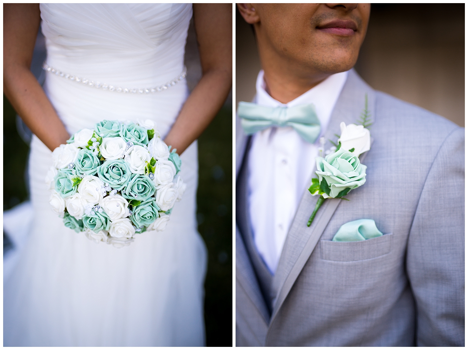 mint and white wedding florals