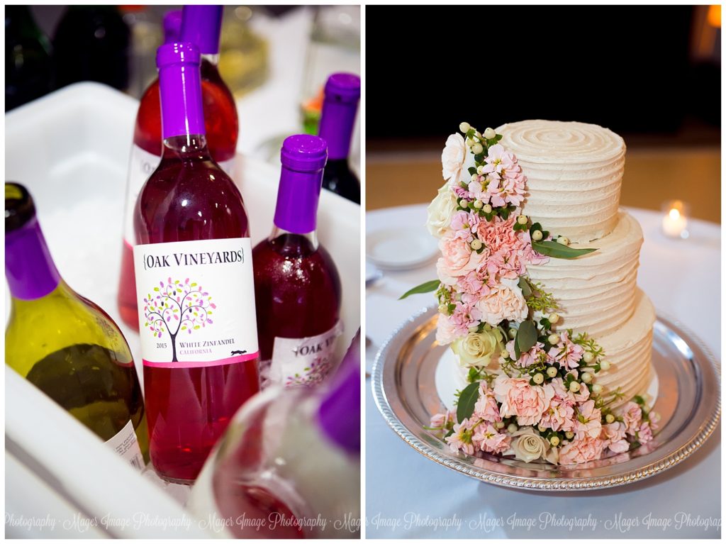 cake wine wedding reception