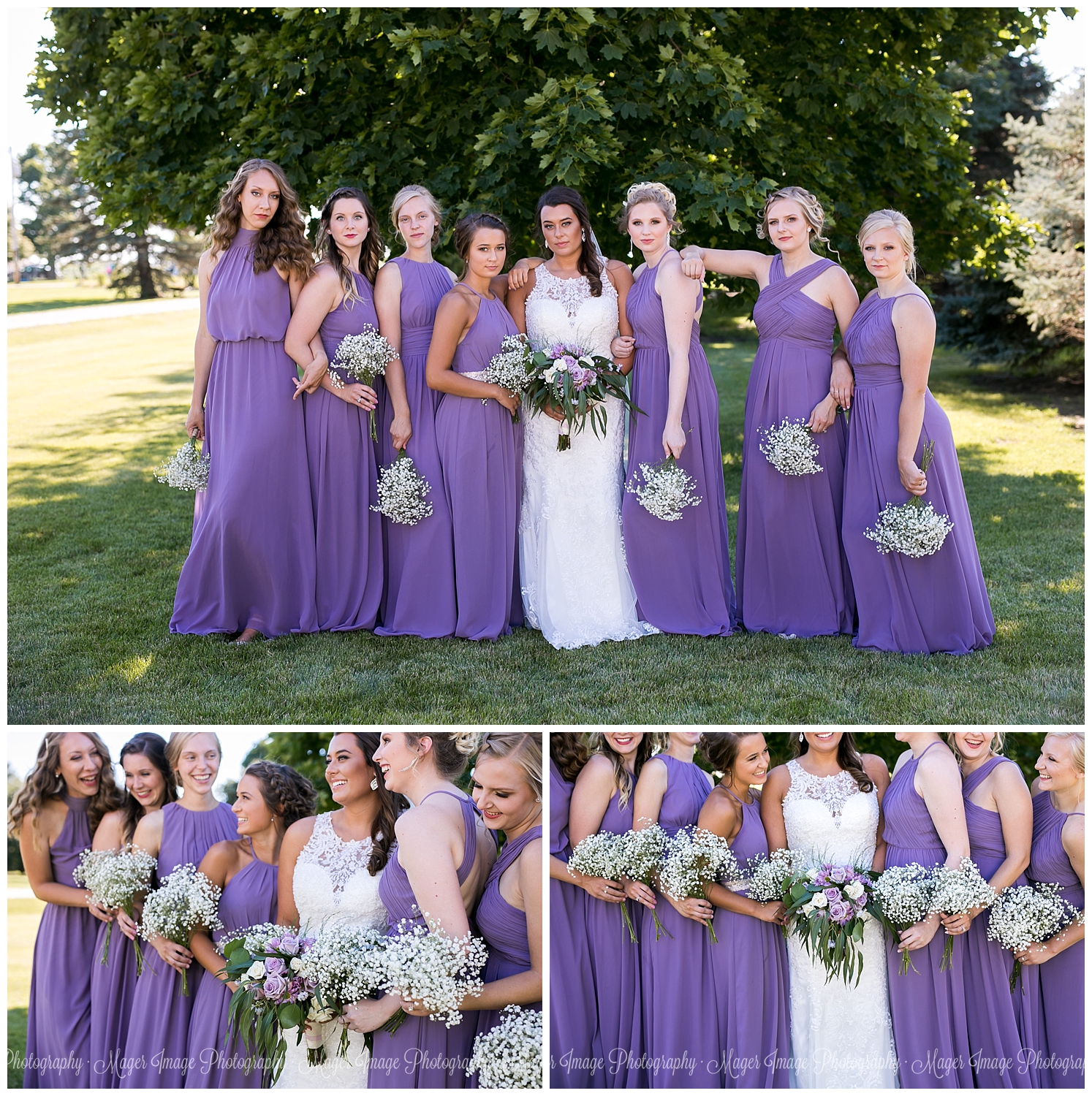 purple wedding bridal party photographer