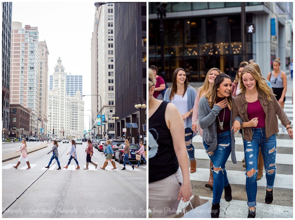downtown chicago streets girls friends