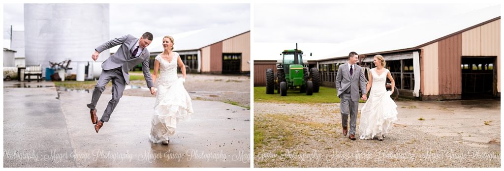 tractors farm bride groom portraits