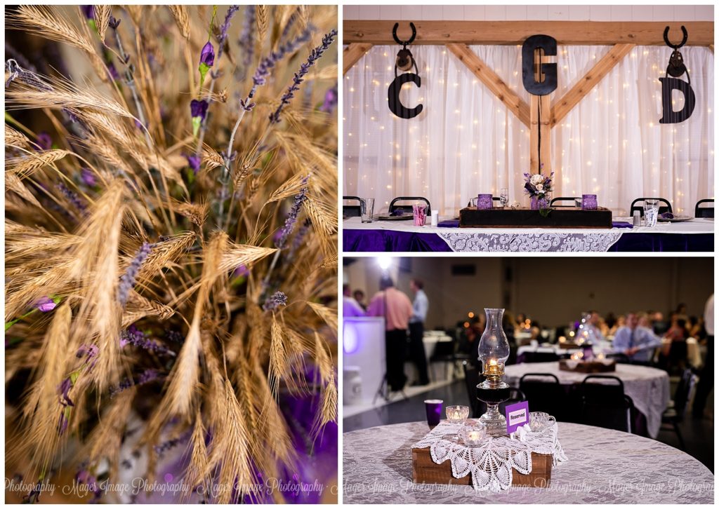 country rustic wheat wedding purple